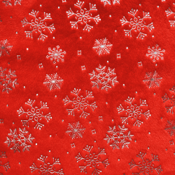Ткань Искусственный Мех Коротковорсовый 190 гр/м2 (Ширина 150см), принт Снежинки на красном в Калининграде